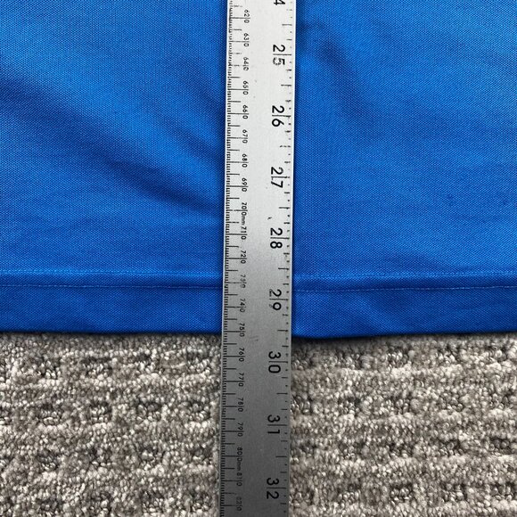 Vintage J. Lindberg Golf Shirt Men Large L Blue White Polo Pulls on Fabric Look - Picture 11 of 13